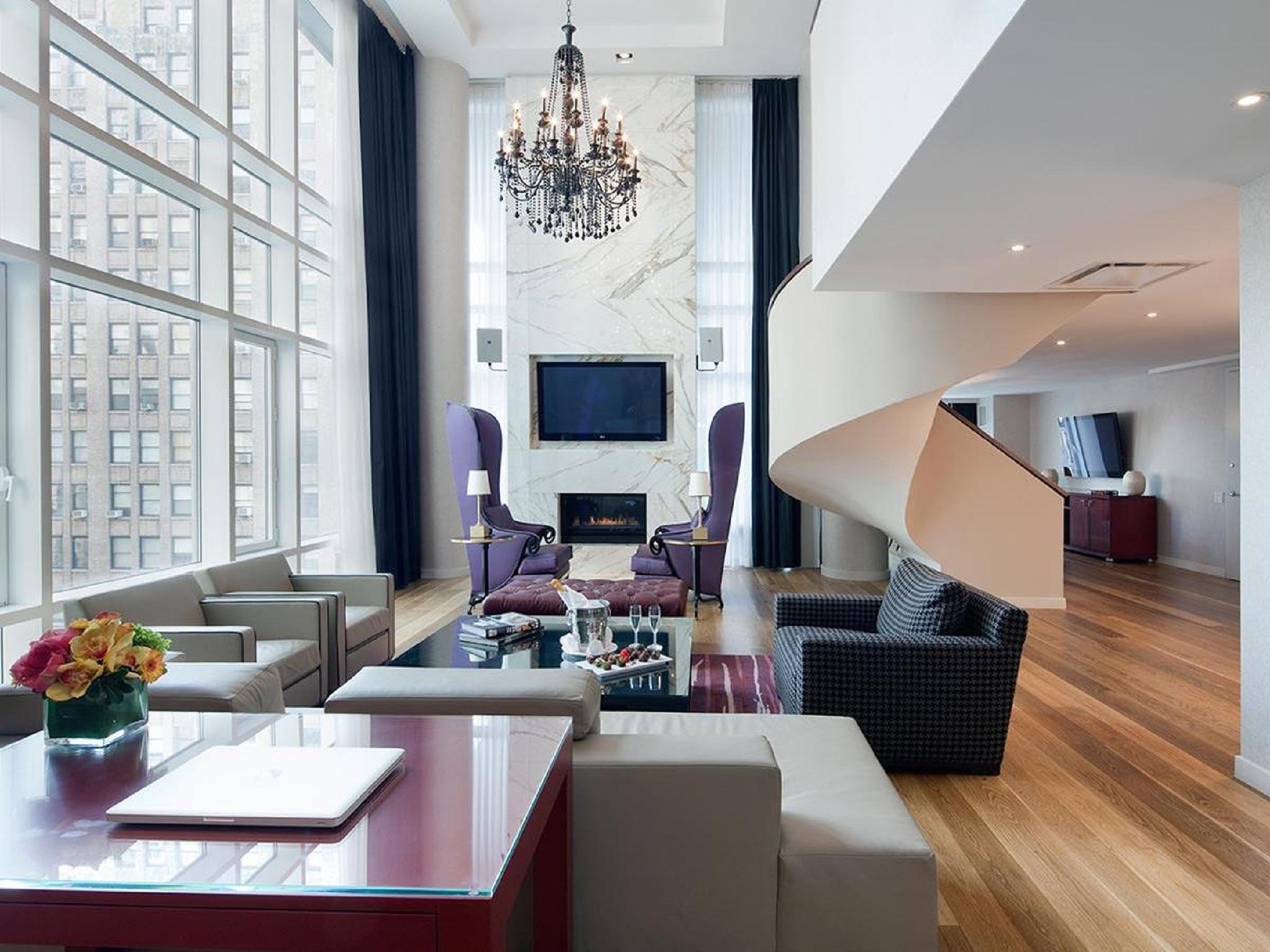 Royalton Park Avenue Hotel New York Kültér fotó A living room in a duplex at 100 East 53rd Street